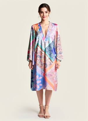 Rochie midi croială fluidă mâneci lungi albastru ALICE & TRIXIE femeie