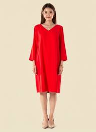 Rochie midi țesătură crep mâneci lungi roșu ANTONELLI FIRENZE femeie