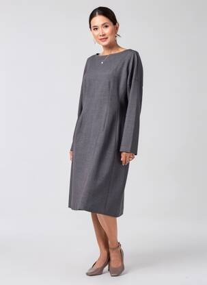 Rochie midi mâneci lungi mâneci lungi gri ALBERTO BIANI femeie
