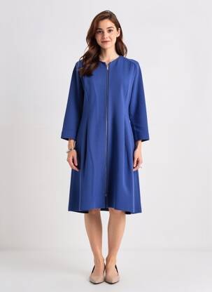 Rochie midi țesătură crep mâneci lungi albastru ANTONELLI FIRENZE femeie