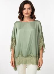 Top croială fluidă mâneci lungi verde MA'AN femeie