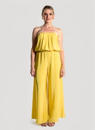 Salopetă-pantalon croială fluidă fără mâneci galben ALICE & TRIXIE femeie