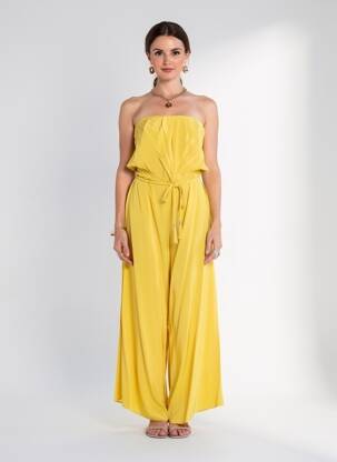 Salopetă-pantalon croială fluidă fără mâneci galben ALICE & TRIXIE femeie
