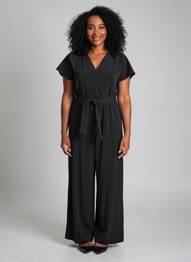 Salopetă-pantalon închidere cu fermoar la spate mâneci scurte negru PIAZZA SEMPIONE femeie