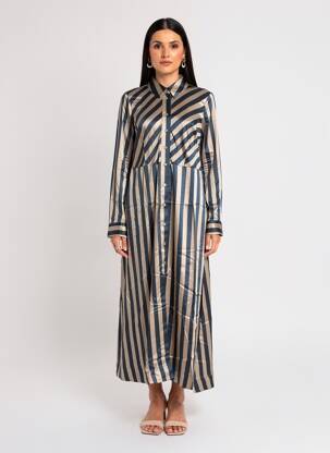 Rochie lungă mâneci lungi mâneci lungi albastru NUMPH femeie