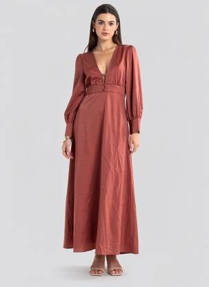 Rochie lungă mâneci lungi mâneci lungi roșu LA PETITE ETOILE femeie