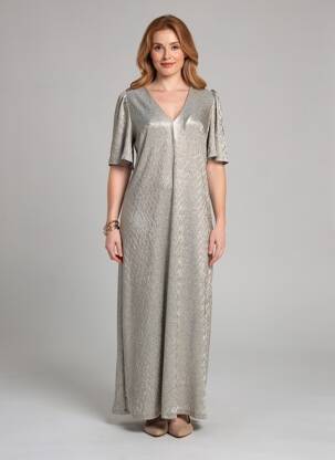 Rochie lungă mâneci scurte mâneci scurte argintiu NUMPH femeie