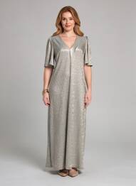 Rochie lungă mâneci scurte mâneci scurte argintiu NUMPH femeie