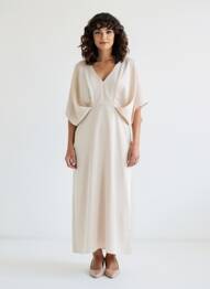 Rochie lungă mâneci scurte mâneci scurte bej NUMPH femeie