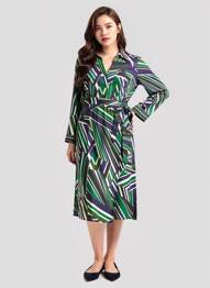 Rochie midi imprimeu fantezie mâneci lungi albastru LA PETITE ETOILE femeie