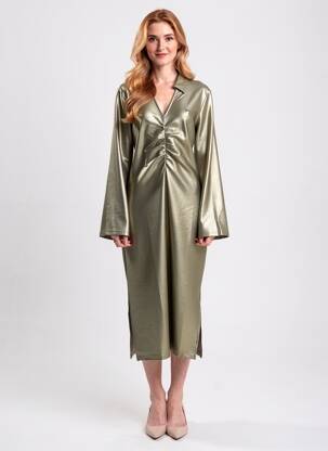 Rochie lungă mâneci lungi mâneci lungi auriu NUMPH femeie