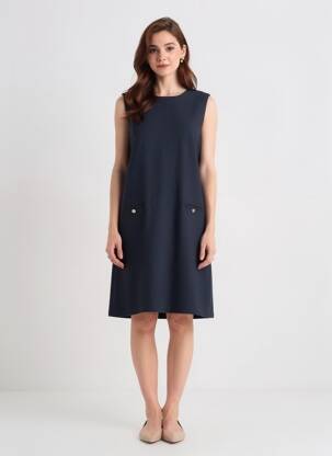 Rochie midi fără mâneci fără mâneci albastru ARTLOVE femeie