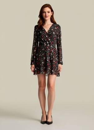 Rochie scurtă mâneci lungi mâneci lungi negru LA PETITE ETOILE femeie