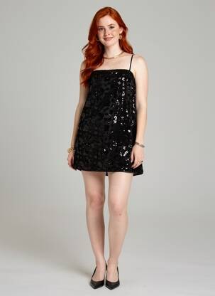 Rochie scurtă căptușeală bretele subțiri negru ARTLOVE femeie