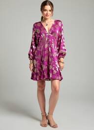 Rochie midi imprimeu floral mâneci lungi violet LA PETITE ETOILE femeie