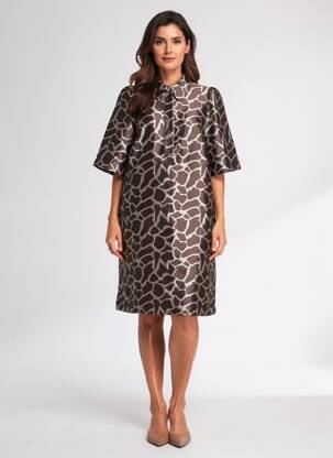 Rochie midi mâneci scurte mâneci scurte maro NUMPH femeie