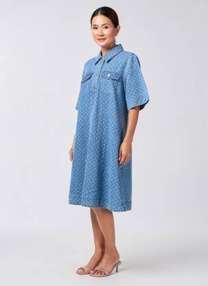 Rochie midi mâneci scurte mâneci scurte albastru NUMPH femeie