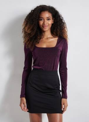 Top guler pătrat mâneci lungi violet LA PETITE ETOILE femeie