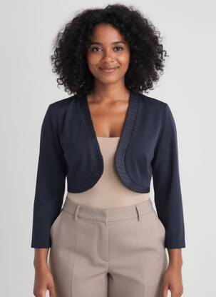 Bolero mâneci lungi albastru EVA KAYAN femeie