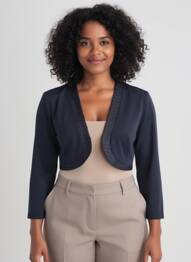Bolero mâneci lungi albastru EVA KAYAN femeie