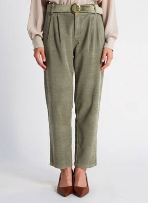 Pantalon drept croială morcov talie înaltă verde MOLLY BRACKEN femeie