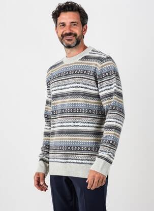 Pulover țesătură jacquard mâneci lungi gri PIERRE CARDIN bărbat