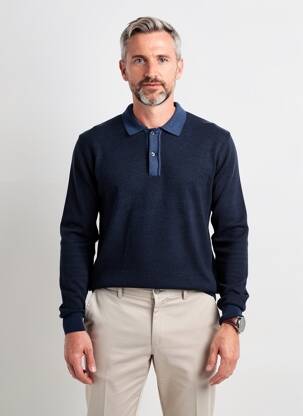 Pulover țesătură moale și aerisită mâneci lungi albastru PIERRE CARDIN bărbat