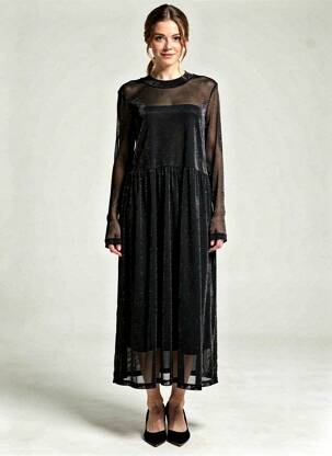 Rochie lungă mâneci lungi mâneci lungi negru KAFFE femeie