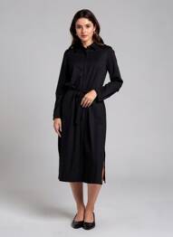 Rochie midi mâneci lungi mâneci lungi negru BASE LEVEL femeie