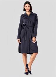 Rochie midi mâneci lungi mâneci lungi albastru BASE LEVEL femeie
