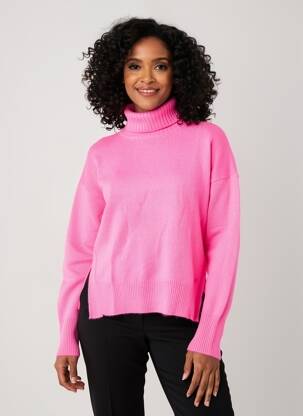 Pulover cu guler înalt elasticitate mâneci lungi roz MPC (MA PETITE CAPSULE) femeie