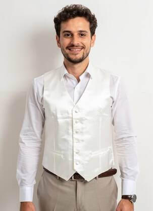 Vestă fără mâneci efect material satinat alb GREGE CREATION bărbat
