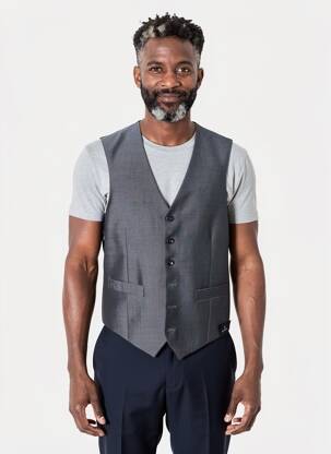 Vestă fără mâneci efect material satinat gri SCABAL bărbat