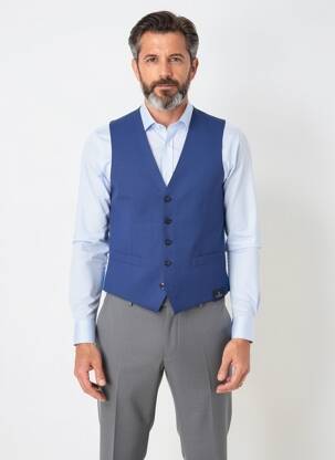 Vestă fără mâneci efect material satinat albastru SCABAL bărbat