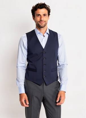 Vestă fără mâneci efect material satinat albastru SCABAL bărbat