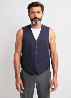 Vestă fără mâneci efect material satinat albastru SCABAL bărbat