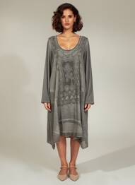 Rochie midi mâneci lungi mâneci lungi gri YOEK femeie