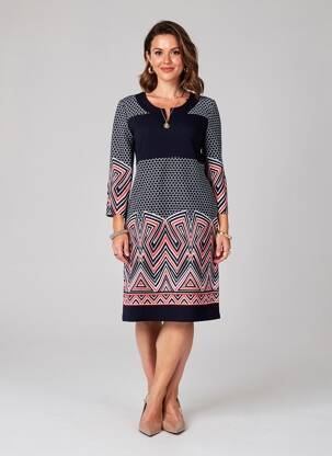 Rochie midi mâneci 3/4 mâneci 3/4 albastru GEVANA femeie