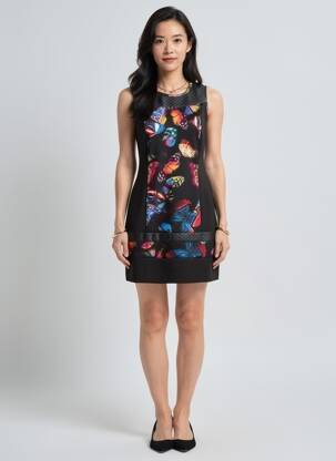 Rochie scurtă fără mâneci fără mâneci negru GUY DUBOUIS femeie