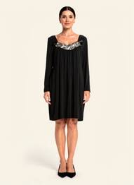 Rochie scurtă mâneci 3/4 mâneci 3/4 negru YOEK femeie