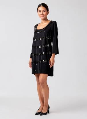 Rochie scurtă mâneci 3/4 mâneci 3/4 negru YOEK femeie