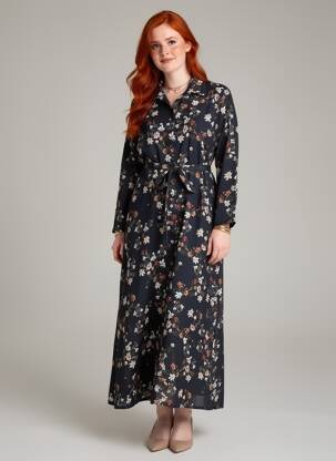 Rochie lungă mâneci lungi mâneci lungi negru GALMALLA femeie