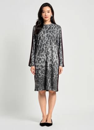 Rochie midi mâneci lungi mâneci lungi gri BARBARA LEBEK femeie