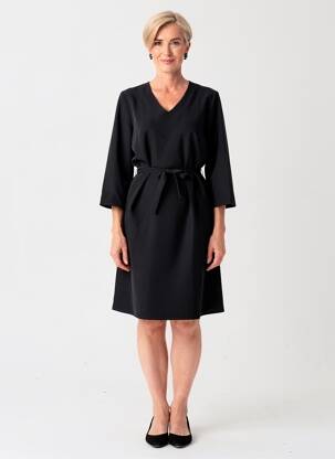 Rochie midi mâneci 3/4 mâneci 3/4 negru GEVANA femeie