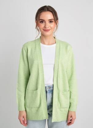 Vestă cu mâneci lungi guler șal verde STREET ONE femeie