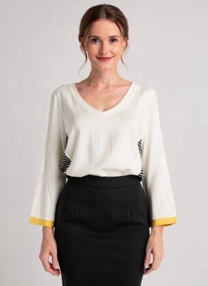 Top elasticitate mâneci lungi bej STREET ONE femeie