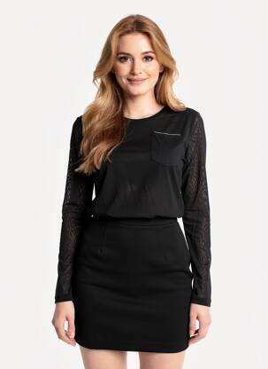 Top mâneci lungi mâneci lungi negru VOODOO femeie