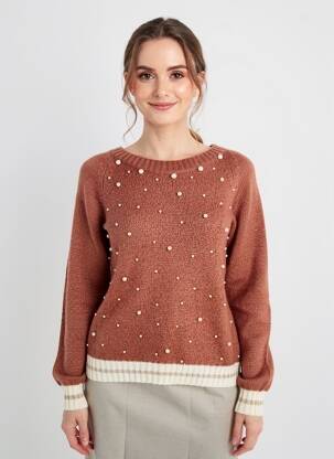 Pulover elasticitate mâneci lungi maro VOODOO femeie