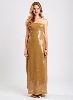 Rochie lungă fără mâneci fără mâneci portocalie MAX MARA femeie