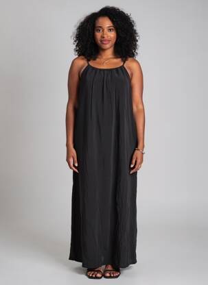 Rochie lungă țesătură poplin fără mâneci negru MAX MARA femeie